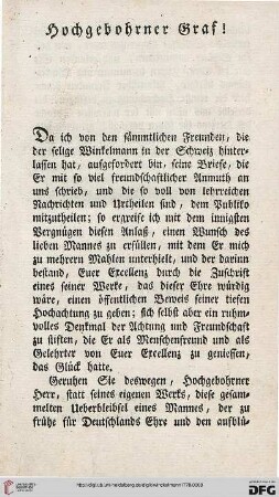 Hochgebohrner Graf!