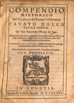 Compendio historico del V. e del N. Testam.