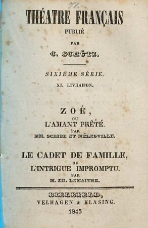 Zoé, ou l'amant prêté : [comédie-vaudeville en un acte]