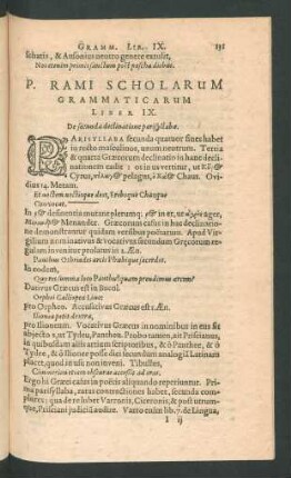 P. Rami Scholarum Grammaticarum Liber IX. De secunda declinatione parisyllaba.