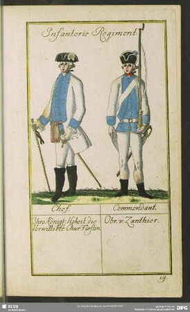 Infanterie Regiment. Chef. Ihro Königl: Hoheit die Verwittibte Chur Fürstin. Commendant. Obr. v. Zanthier
