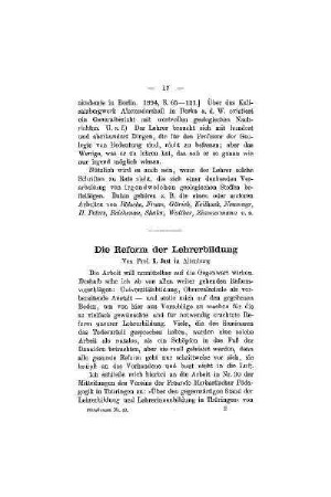 Die Reform der Lehrerbildung