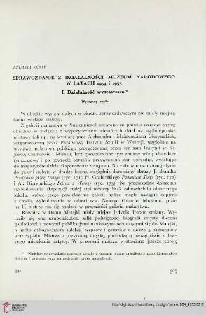 Sprawozdanie z działalności Muzeum Narodowego w latach 1954 i 1955