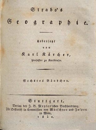 Strabo's Geographie, Sechstes Bändchen