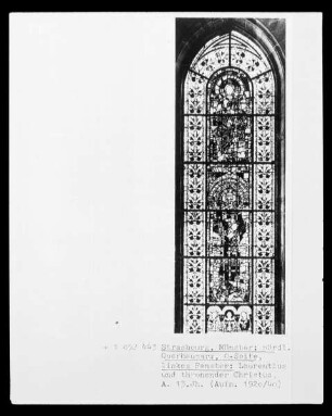 Fenster mit Heiligem Laurentius und thronendem Christus