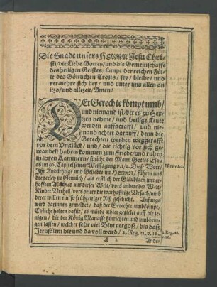 Die Gnade unsers Herrn Jesu Christi/ [...]
