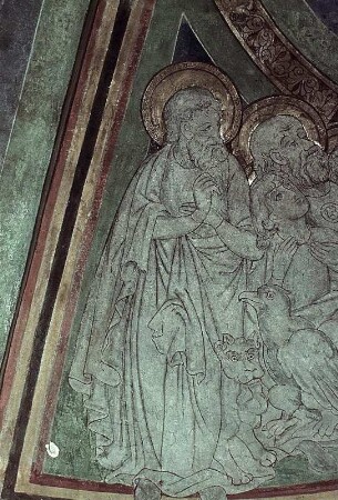 Christus in der Mandorla, umgeben von Aposteln, den Evangelisten und dem heiligen Clemens