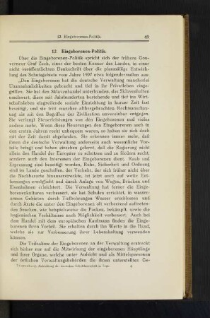 12. Eingeborenen-Politik.