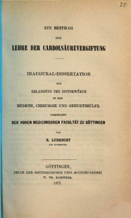 Ein Beitrag zur Lehre der Carbolsäurevergiftung : Inaug.-Diss.