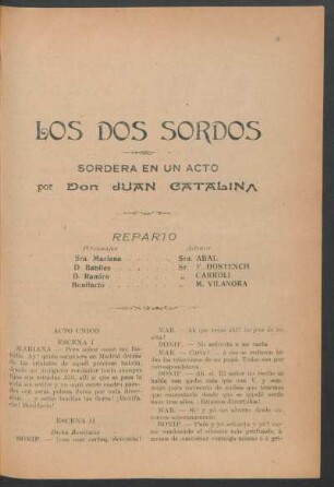 Los dos sordos : sordera en un acto