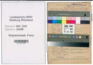 Entnazifizierung Franz Wojciechowski , geb. 30.11.1891 (Schlosser)