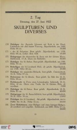 Skulpturen und Diverses (Nr. 170-208)