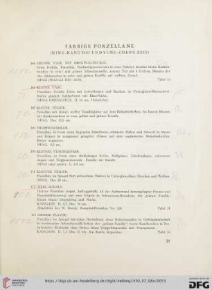 Farbige Porzellane (Ming-Kang’hsi und Yung-Cheng Zeit) (Nr. 166-224)