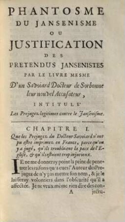 Phantosme du Jansenisme