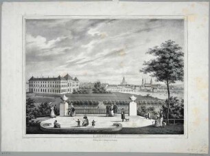 Stadtansicht von Dresden, Blick von der rechten Elbseite in Höhe des Japanischen Palais auf die Altstadt