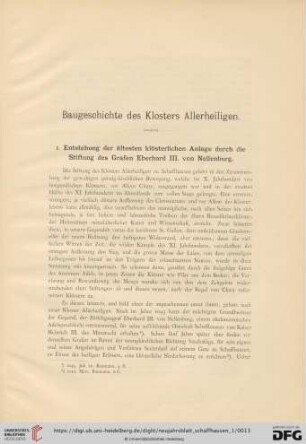 Baugeschichte des Klosters Allerheiligen