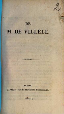 De M. de Villèle