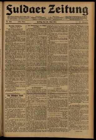 Erste Ausgabe vom Freitag, den 30. Mai 1913.
