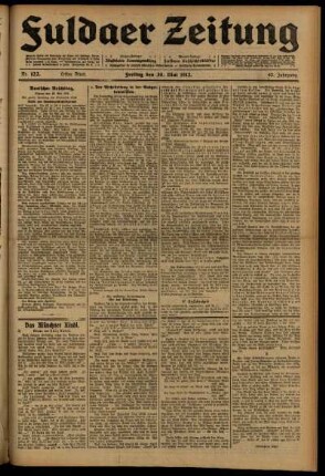 Erste Ausgabe vom Freitag, den 30. Mai 1913.