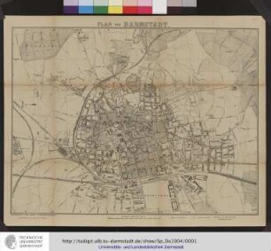 Plan von Darmstadt. Bearb. vom Städt. Vermessungsamte. (Mit Benützung des Planes von F. Heberer). Darmstadt 1904