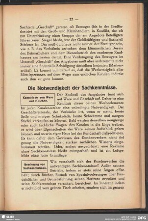 Die Notwendigkeit der Sachkenntnisse