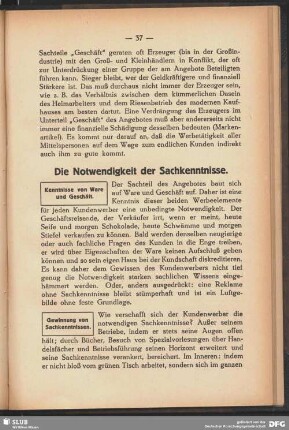 Die Notwendigkeit der Sachkenntnisse