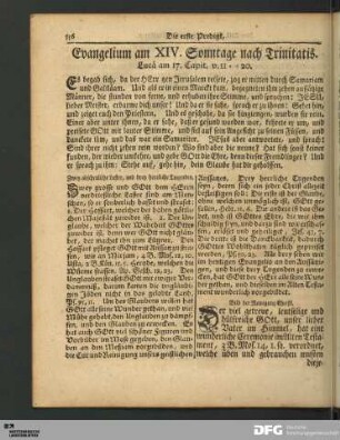 Die erste Predigt, Am XIV. Sonntage nach Trinitatis.