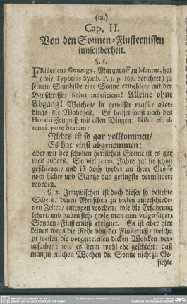 Cap. II. Von den Sonnen-Finsternissen innsonderheit