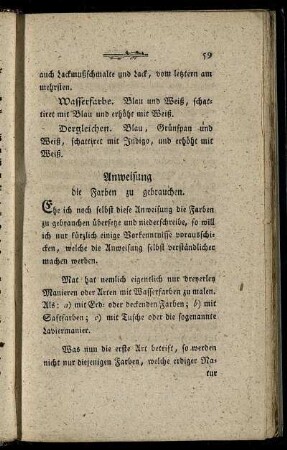 Anweisung die Farben zu gebrauchen.