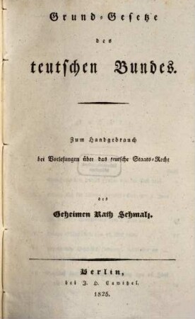 Grundgesetze des teutschen Bundes