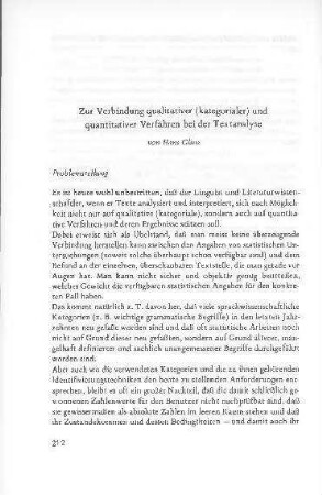 Zur Verbindung qualitativer (kategorialer) und quantitativer Verfahren bei der Textanalyse