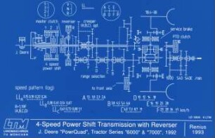 4-Speed Power Shift Transmission with Reverser J. Deere "PowrQuad", Tractor Series "6000 u. 7000", 1992