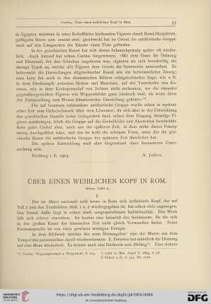 Über einen weiblichen Kopf in Rom