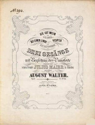Drei Gesänge mit Begleitung des Pianoforte : Op. 11