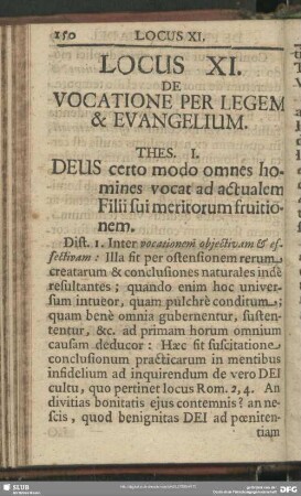 Locus XI. De Vocatione Per Legem & Evangelium