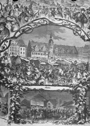 Leipzig, Marktplatz, zur Messezeit im Jahr 1864