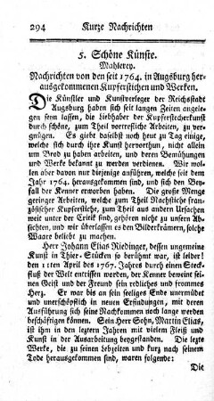 5) Schöne Künste. Mahlerey.
