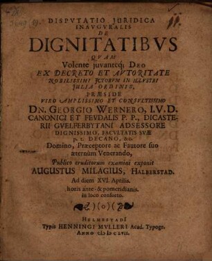Disputatio Iuridica Inauguralis De Dignitatibus