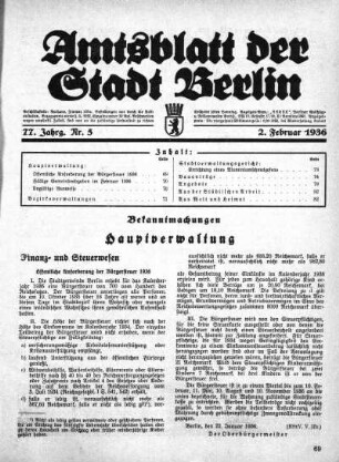 1936,5: Nr. 5, 2. Februar 1936