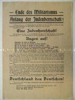 Wahlaufruf zur Nationalversammlung 1919 mit starken antisemitischen Parolen