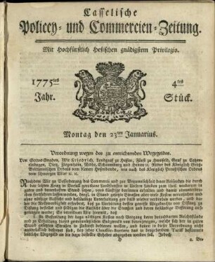 4tes Stueck, Montag den 23ten Januarius 1775
