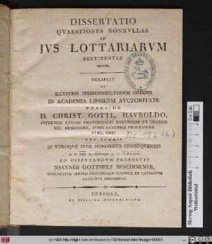 Dissertatio Qvaestiones Nonnvllas Ad Jvs Lottariarvm Pertinentes Sistens