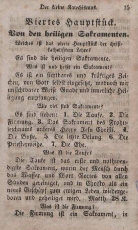 Viertes Hauptstück. Von den heiligen Sakramenten.