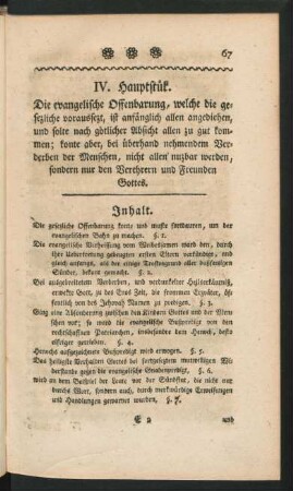 IV. Hauptstük. Die evangelische Offenbarung, welche die gesezliche voraussezt, ist anfänglich allen angediehen, ...