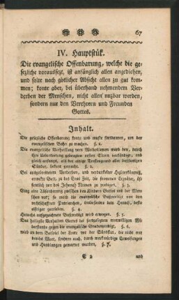 IV. Hauptstük. Die evangelische Offenbarung, welche die gesezliche voraussezt, ist anfänglich allen angediehen, ...