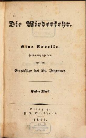 Die Wiederkehr : eine Novelle, 1