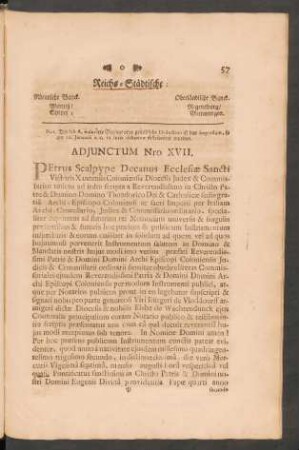 Adjunctum Nro XVII. Petrus Scalpype Decanus Ecclesiae Sancti ...