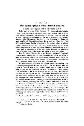 Sailer als Pädagog in seinem persönlichen Wirken : [Die pädagogische Wirksamkeit Sailers]