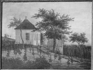 Dresden-Loschwitz, Schillerhäuschen : Traugott Faber (1786-1863). Schillerhäuschen in Körners Weinberg. Gemälde, 1823