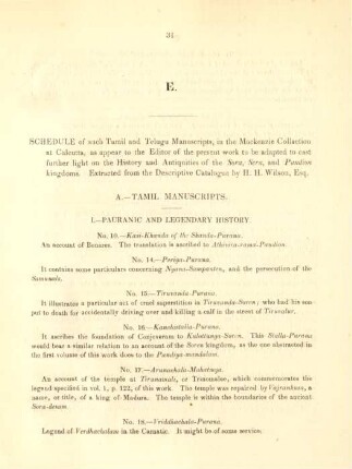 E. Schedule of such Tamil and Telugu manuscripts, ...
